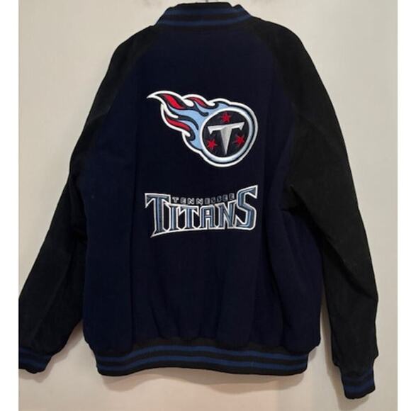 Vintage Tennessee Titans NFL Letterman Jacket Varsity Wool Suede Leather XXL - Picture 2 of 10